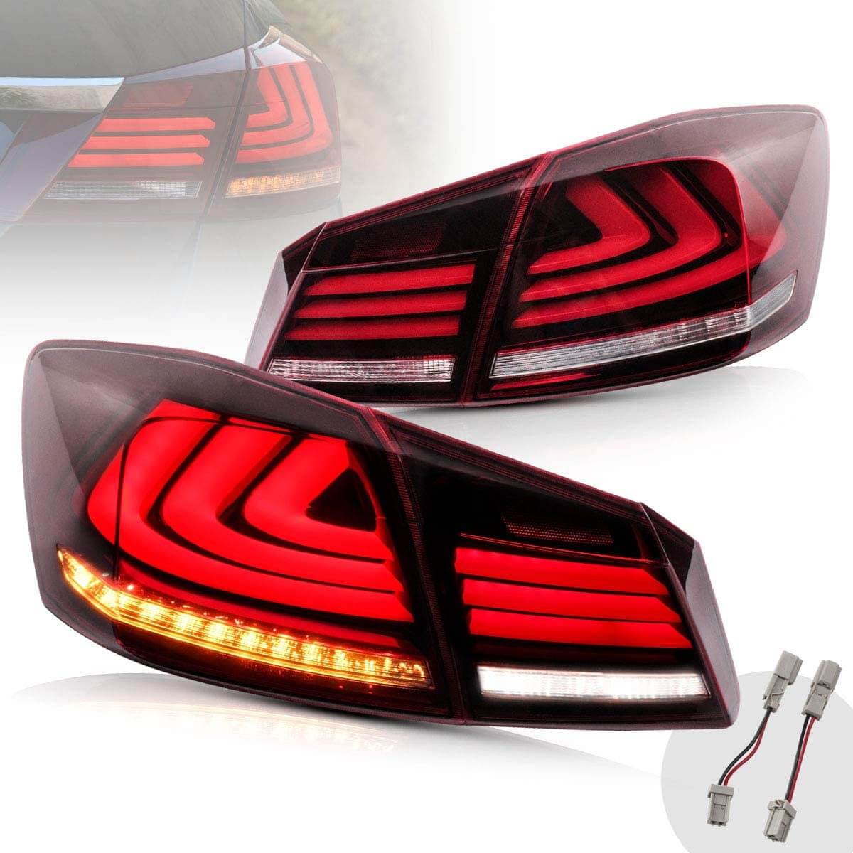 VLAND Full LED Tail Lights For Honda Accord 2013-2015 With Sequential Turn Signals - Image 2
